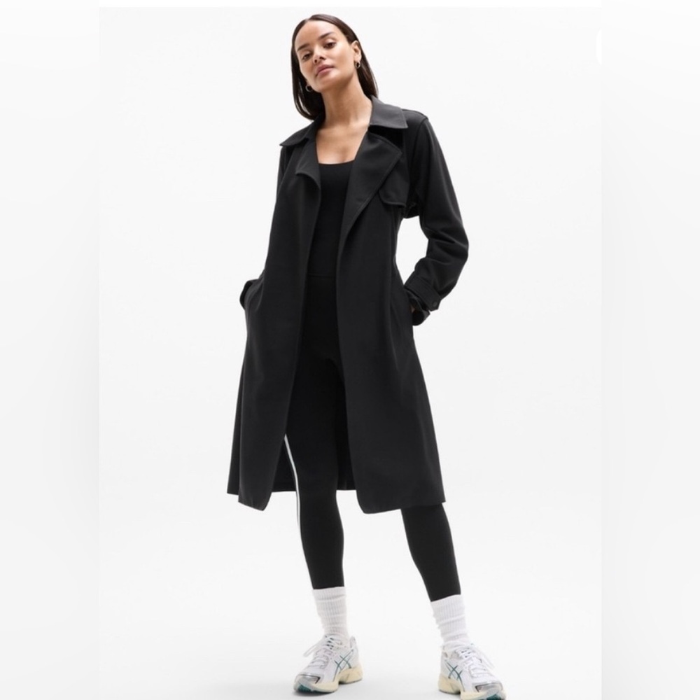 NWT Athleta Stellar Black Trench Coat Size XL/T